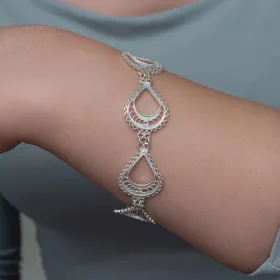 925 Sterling Silver Moon Dance Filigree Bracelet for Women | Handmade Celestial Crescent Jewelry - image 3 thumbnail