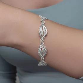 925 Sterling Silver Leaf Filigree Bracelet for Women | Handmade Nature Inspired Elegant Jewelry - image 3 thumbnail