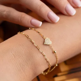 Sterling Silver Heart Chain Bracelet for Women | Minimalist Adjustable Love Jewelry thumbnail