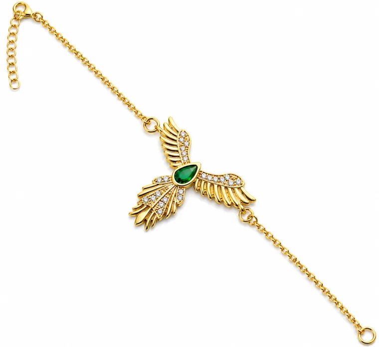 925 Sterling Silver Phoenix Bird Gold Plated Bracelet for Women