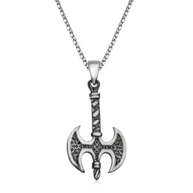 Oxidized Sterling Silver Viking Axe Pendant Necklace for Men | Medieval Warrior Inspired Jewelry - image 2 thumbnail