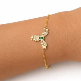 925 Sterling Silver Phoenix Bird Gold Plated Bracelet for Women | Mythical Wing Symbol Jewelry with Zircon Details - image 3 thumbnail