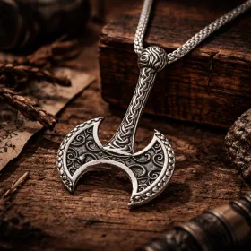 Oxidized Sterling Silver Viking Axe Pendant Necklace for Men | Medieval Warrior Inspired Jewelry - image 3 thumbnail