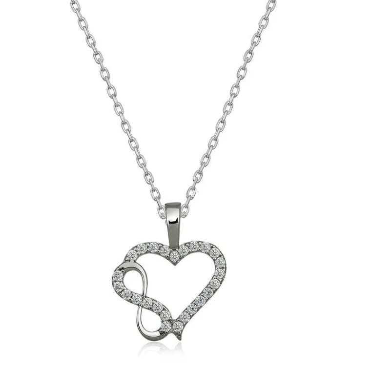 Sterling Silver Heart Infinity Necklace for Women