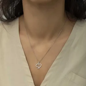Sterling Silver Heart Infinity Necklace for Women | Rhodium Plated Romantic Pendant Necklace - image 2 thumbnail