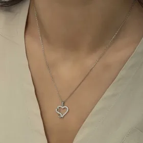 Sterling Silver Heart Infinity Necklace for Women | Rhodium Plated Romantic Pendant Necklace - image 3 thumbnail