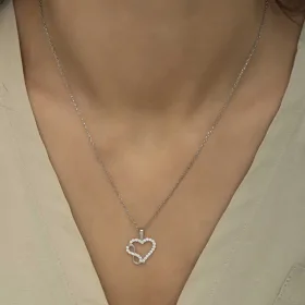 Sterling Silver Heart Infinity Necklace for Women | Rhodium Plated Romantic Pendant Necklace - image 4 thumbnail