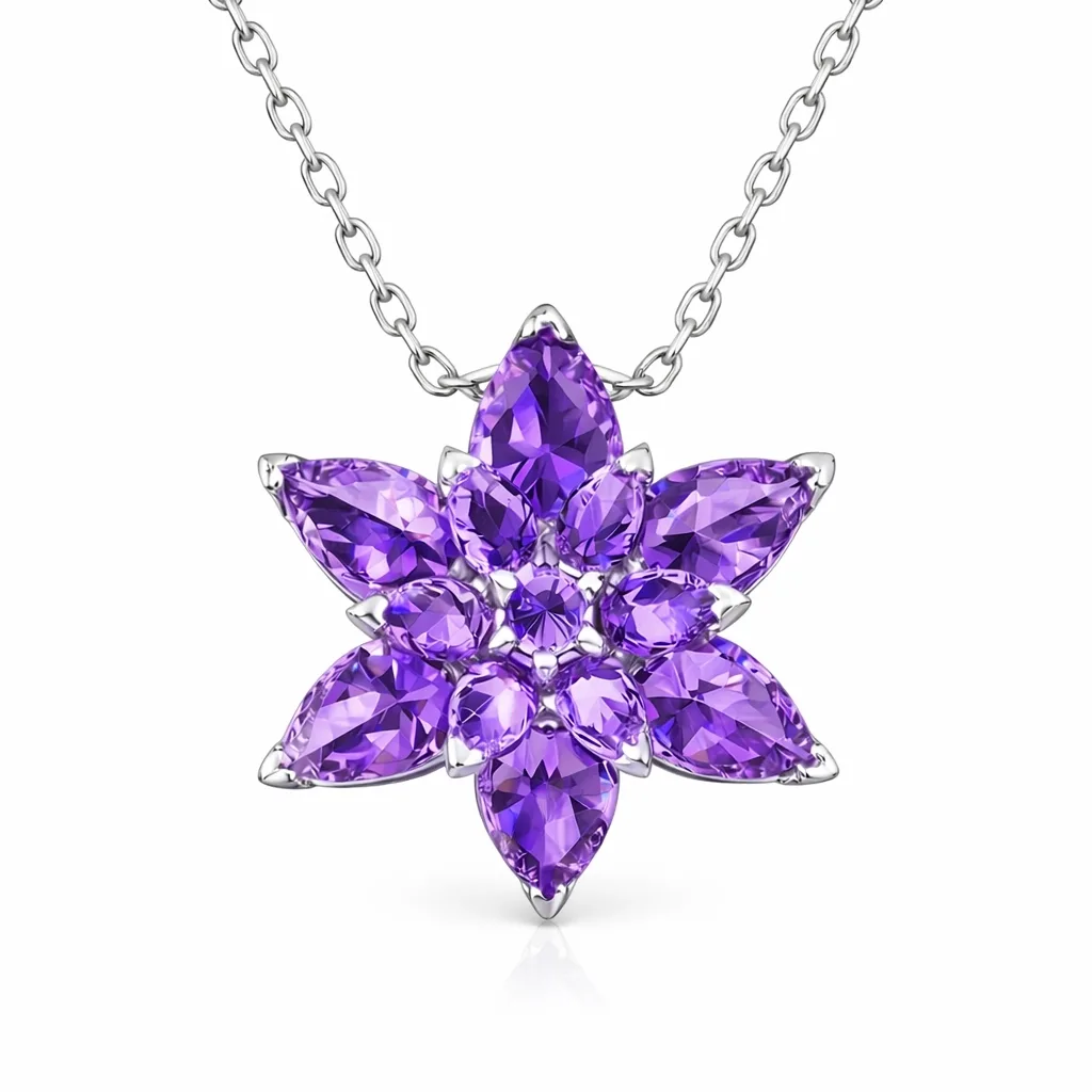 925 Sterling Silver Rose Gold Plated Purple Lotus Flower Bracelet for Women
