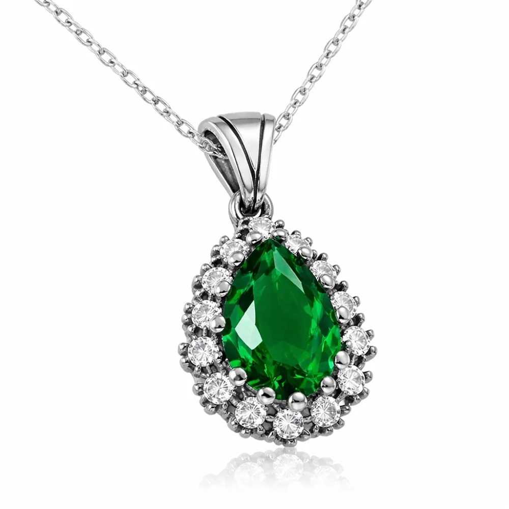 Sterling Silver Hurrem Sultan (Roxelana) Necklace for Women | Ottoman Inspired Green Zircon Pendant Jewelry - image 2