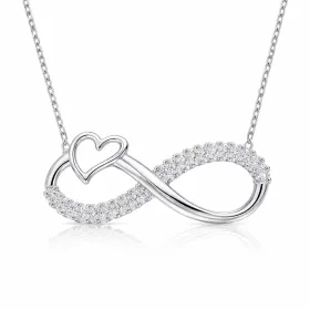 Rhodium Plated Sterling Silver Heart Infinity Necklace for Women | Zircon Love Pendant Jewelry - image 4 thumbnail