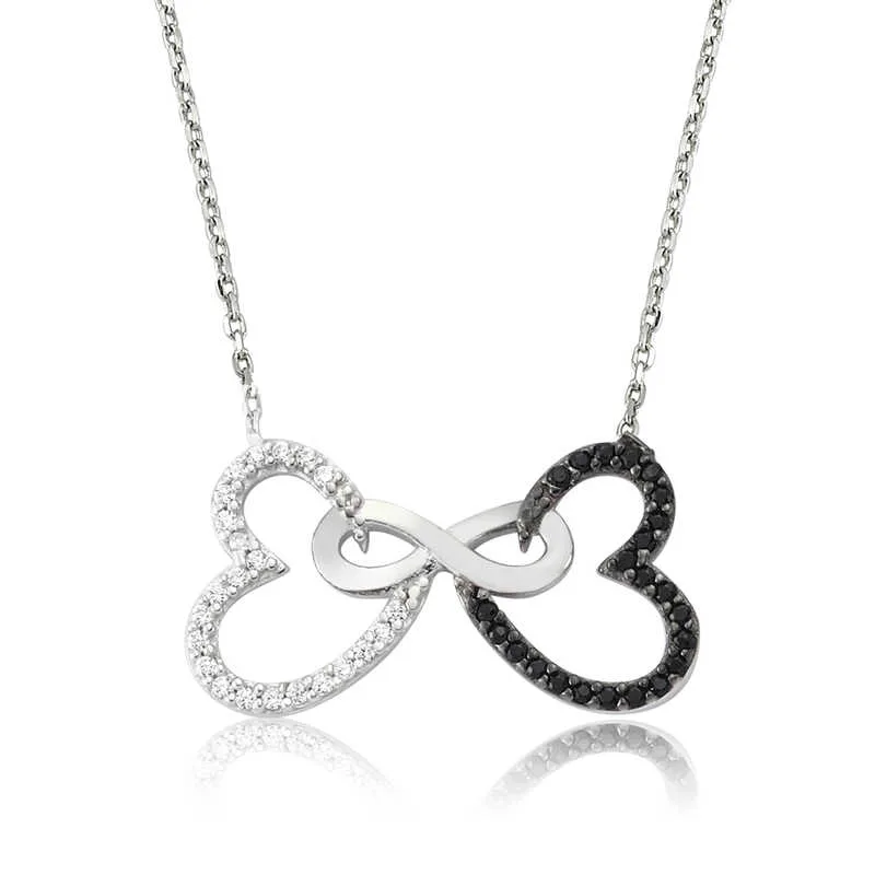 Rhodium Plated Sterling Silver Double Heart Infinity Necklace for Women – Symbol of Eternal Love and Connection - image 2