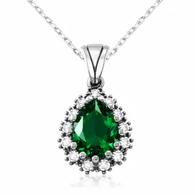 Sterling Silver Hurrem Sultan (Roxelana) Necklace for Women | Ottoman Inspired Green Zircon Pendant Jewelry - image 3 thumbnail