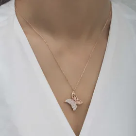 Rose Gold Plated Sterling Silver Butterfly Necklace for Women - image 3 thumbnail