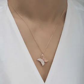 Rose Gold Plated Sterling Silver Butterfly Necklace for Women - image 4 thumbnail