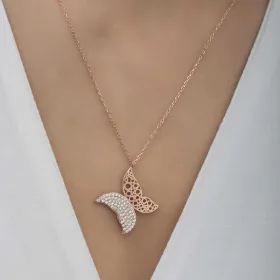 Rose Gold Plated Sterling Silver Butterfly Necklace for Women - image 6 thumbnail