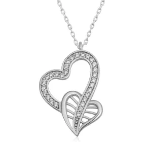 Rhodium Plated Sterling Silver Interlocked Hearts Necklace for Women | Zircon Stone Romantic Pendant - image 2 thumbnail