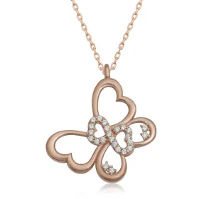 Rose Gold Plated Sterling Silver Infinity Butterfly Necklace for Women – Zircon Stone Elegant Pendant Jewelry thumbnail