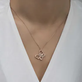 Rose Gold Plated Sterling Silver Infinity Butterfly Necklace for Women – Zircon Stone Elegant Pendant Jewelry - image 2 thumbnail