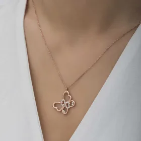 Rose Gold Plated Sterling Silver Infinity Butterfly Necklace for Women – Zircon Stone Elegant Pendant Jewelry - image 4 thumbnail