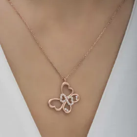 Rose Gold Plated Sterling Silver Infinity Butterfly Necklace for Women – Zircon Stone Elegant Pendant Jewelry - image 5 thumbnail
