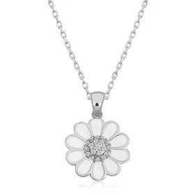 Rhodium Plated Sterling Silver Daisy Necklace for Women | Sparkling Zircon Flower Pendant - image 2 thumbnail