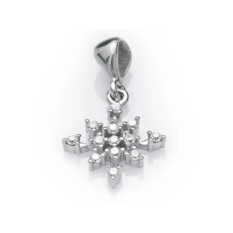 Sterling Silver Snowflake Pendant Necklace for Women – Zircon Stone Winter Inspired Jewelry
