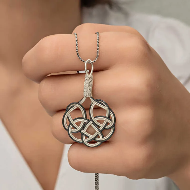 Handmade Kazaziye Sterling Silver Woven Necklace for Women alternate view