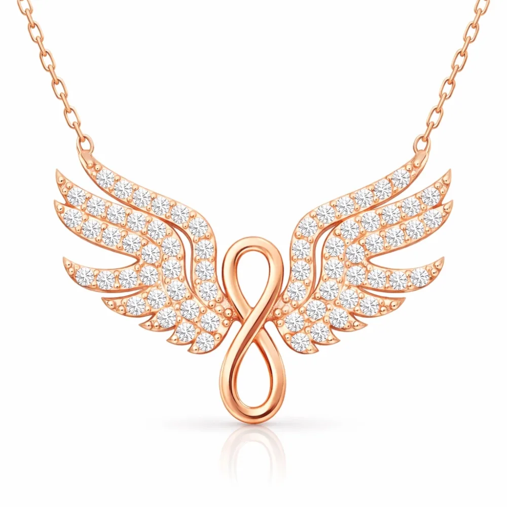 Sterling Silver Angel Wing Infinity Necklace for Women – Rose Gold Plated Zircon Pendant Jewelry - image 2