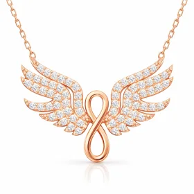 Sterling Silver Angel Wing Infinity Necklace for Women – Rose Gold Plated Zircon Pendant Jewelry - image 2 thumbnail