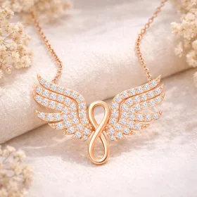 Sterling Silver Angel Wing Infinity Necklace for Women – Rose Gold Plated Zircon Pendant Jewelry - image 3 thumbnail
