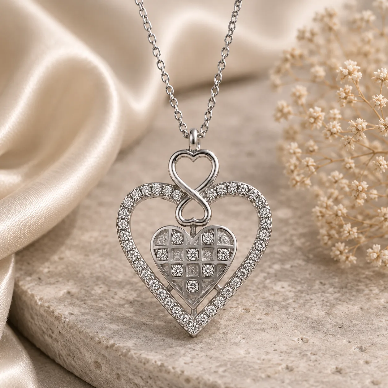 925 Sterling Silver Blue Teardrop Zircon Necklace for Women