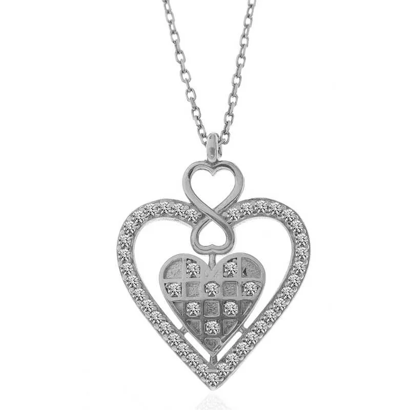 Rhodium Plated Sterling Silver Heart Infinity Necklace for Women | Eternal Love Symbol Pendant - image 2