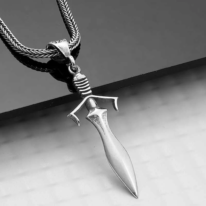 925 Sterling Silver Oxidized Battle Axe Pendant Necklace for Men