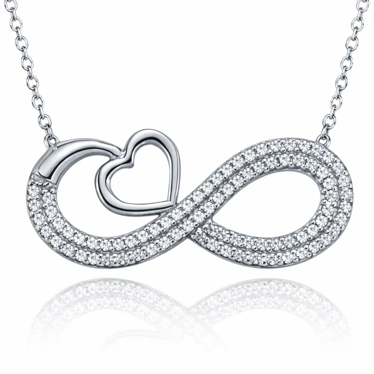 Sterling Silver Heart Infinity Necklace for Women