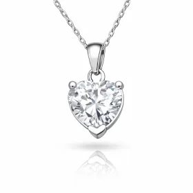 Sterling Silver White Zircon Heart Necklace for Women – Romantic Elegant Love Pendant Jewelry thumbnail