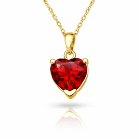 Gold Plated Sterling Silver Red Zircon Stone Heart Necklace for Women | Romantic Heart Pendant Necklace - image 2 thumbnail