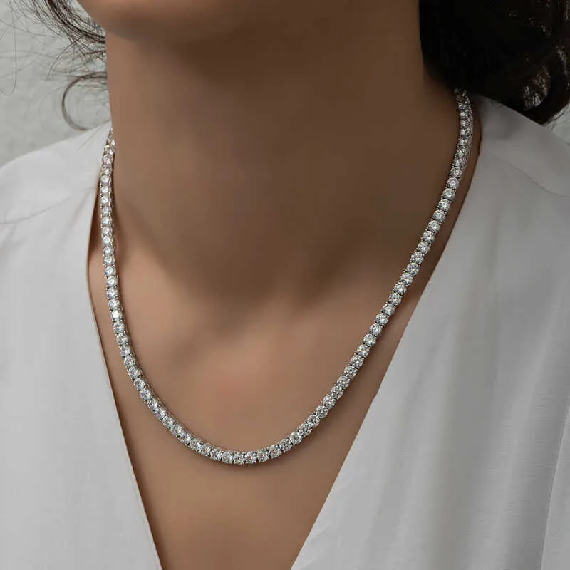 6 mm White Stone Sterling Silver Riviera Necklace for Women | Elegant Statement Necklace - image 2