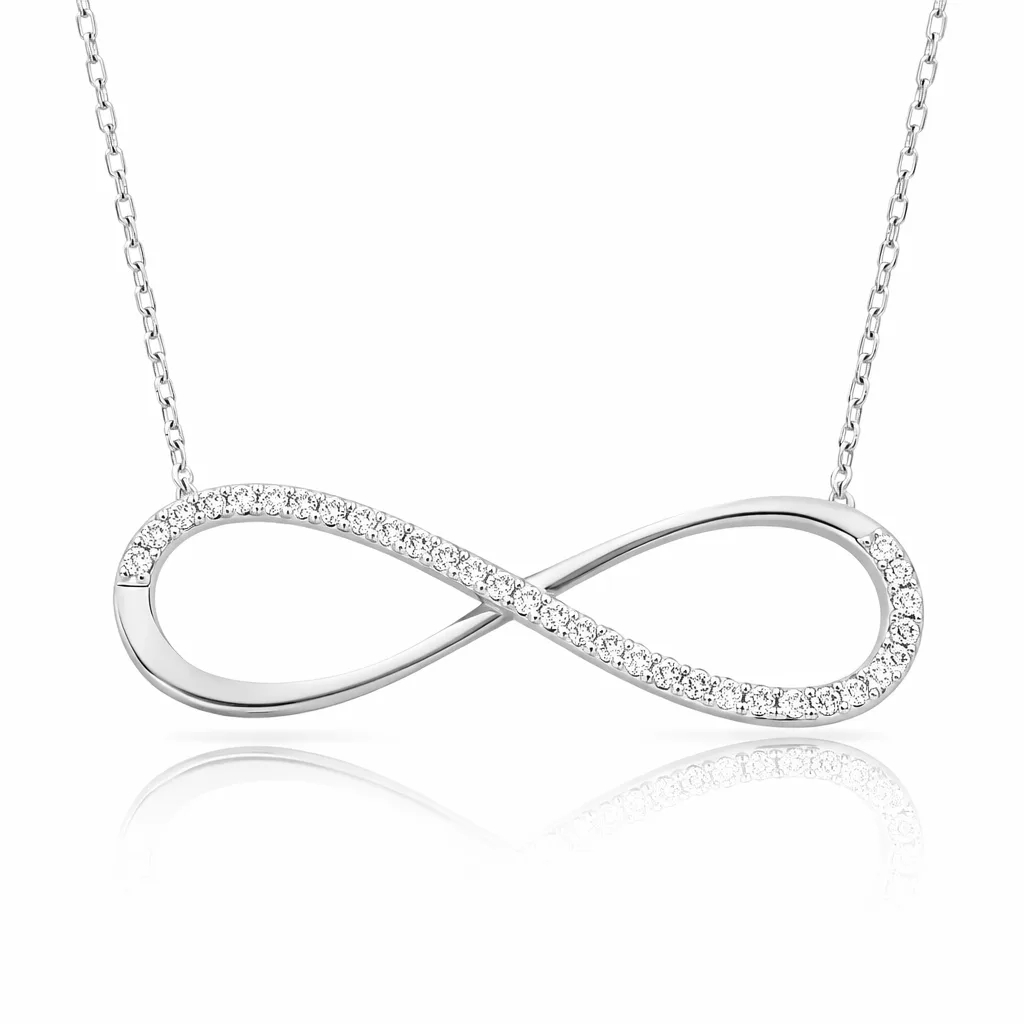 Sterling Silver Infinity Necklace for Women | Rhodium Plated Zircon Eternal Love Pendant