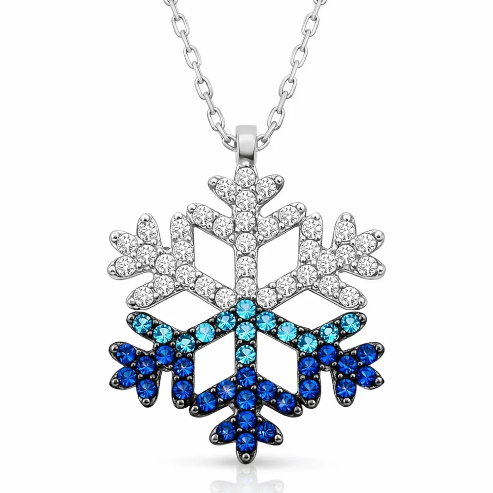 Sterling Silver Blue Stone Snowflake Necklace for Women – Rhodium Plated Zircon Winter Pendant - image 2