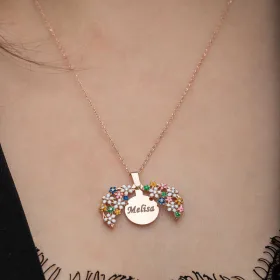 Personalized Sterling Silver Rose Gold Plated Colorful Flower Name Necklace for Women – Custom Zircon Floral Pendant - image 3 thumbnail