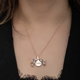 Personalized Sterling Silver Rose Gold Plated Colorful Flower Name Necklace for Women – Custom Zircon Floral Pendant - image 4 thumbnail