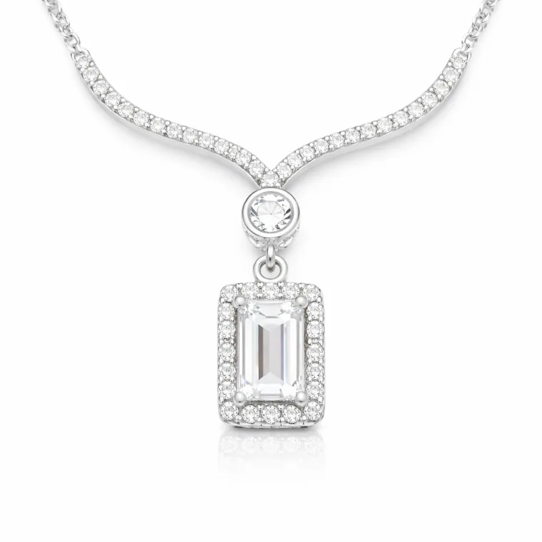 Sterling Silver Baguette Stone Choker Necklace for Women alternate view