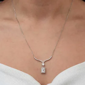 Sterling Silver Baguette Stone Choker Necklace for Women | Modern Elegant Choker Necklace - image 4 thumbnail