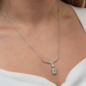 Sterling Silver Baguette Stone Choker Necklace for Women | Modern Elegant Choker Necklace - image 5 thumbnail