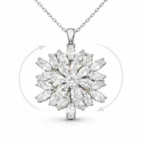 Sterling Silver Rotating Lotus Flower Necklace for Women | Spin Center Pendant Necklace - image 2 thumbnail