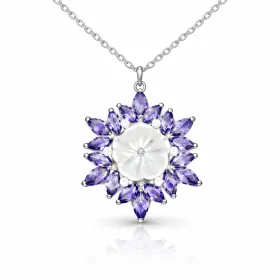 Sterling Silver Purple Lotus Flower Zircon Necklace for Women – Spiritual Elegance Symbol Jewelry - image 2 thumbnail