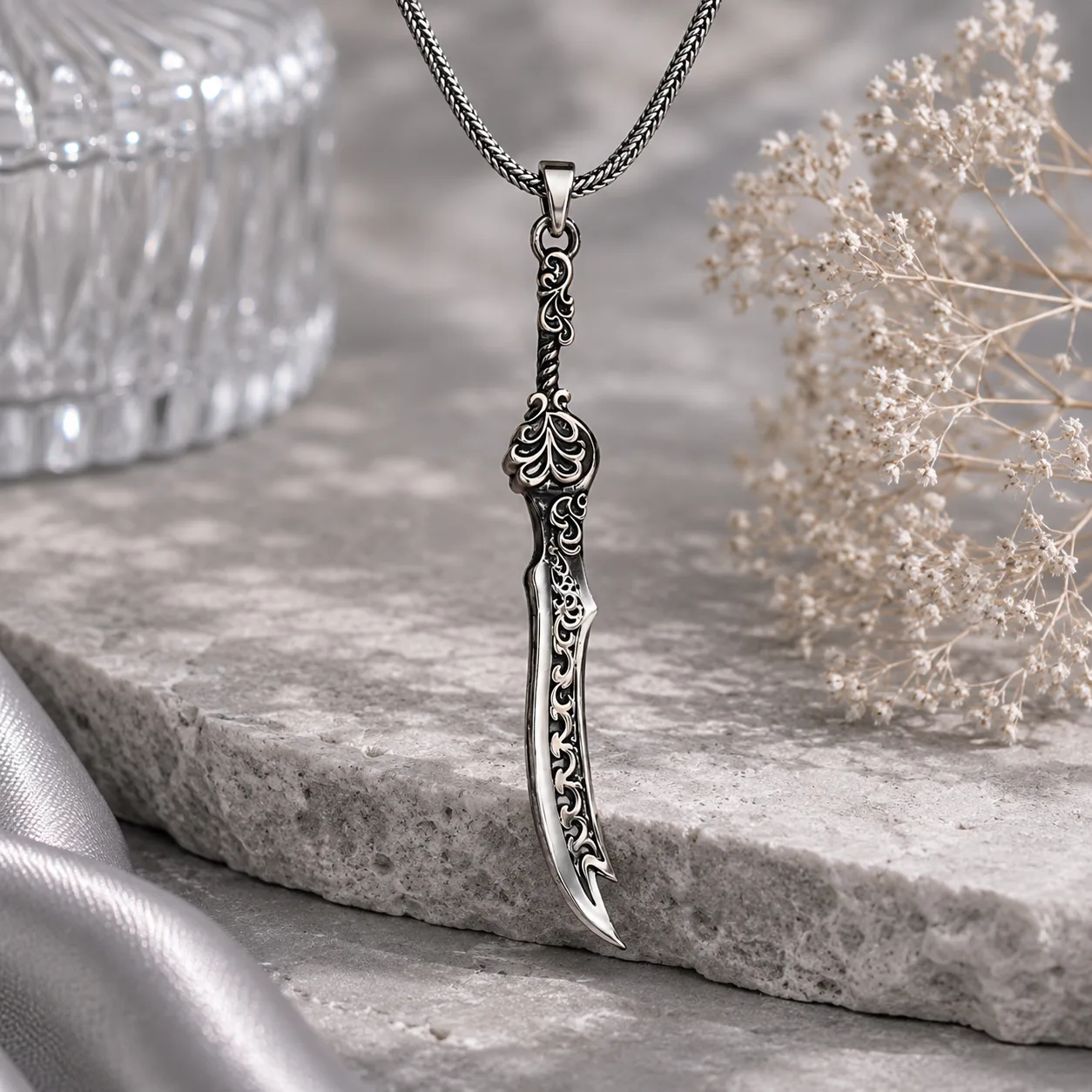 925 Sterling Silver Blue Teardrop Zircon Necklace for Women
