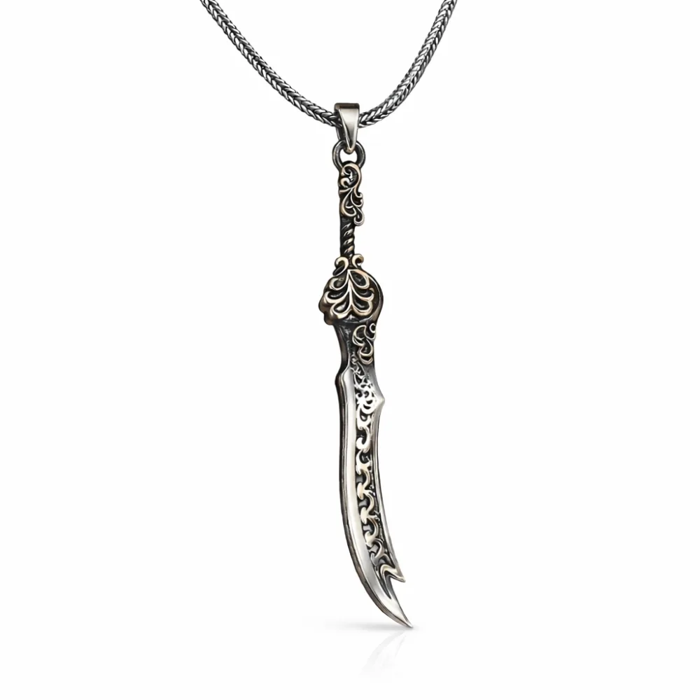 Oxidized Sterling Silver Zulfikar Sword Necklace - image 2