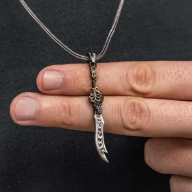 Oxidized Sterling Silver Zulfikar Sword Necklace - image 3 thumbnail