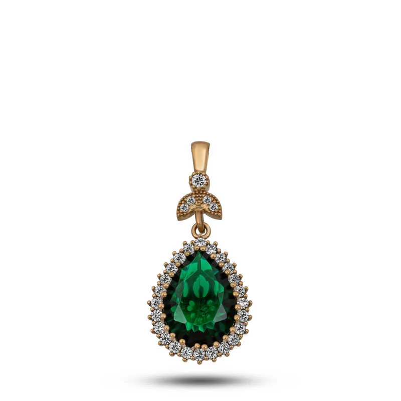 Oxidized Sterling Silver Hurrem Sultan (Roxelana) Green Zircon Pendant Necklace for Women | Ottoman Inspired Jewelry - image 2